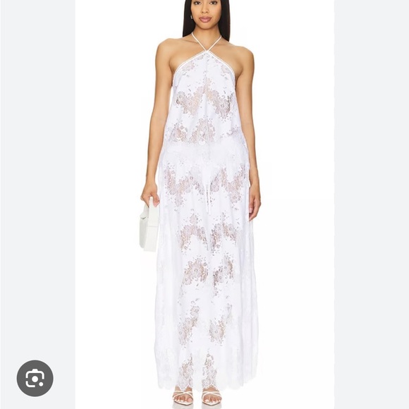 LOVESHACKFANCY Bensley Fitted Lace Mini Dress Ruffle Boho Romantic Sz 0